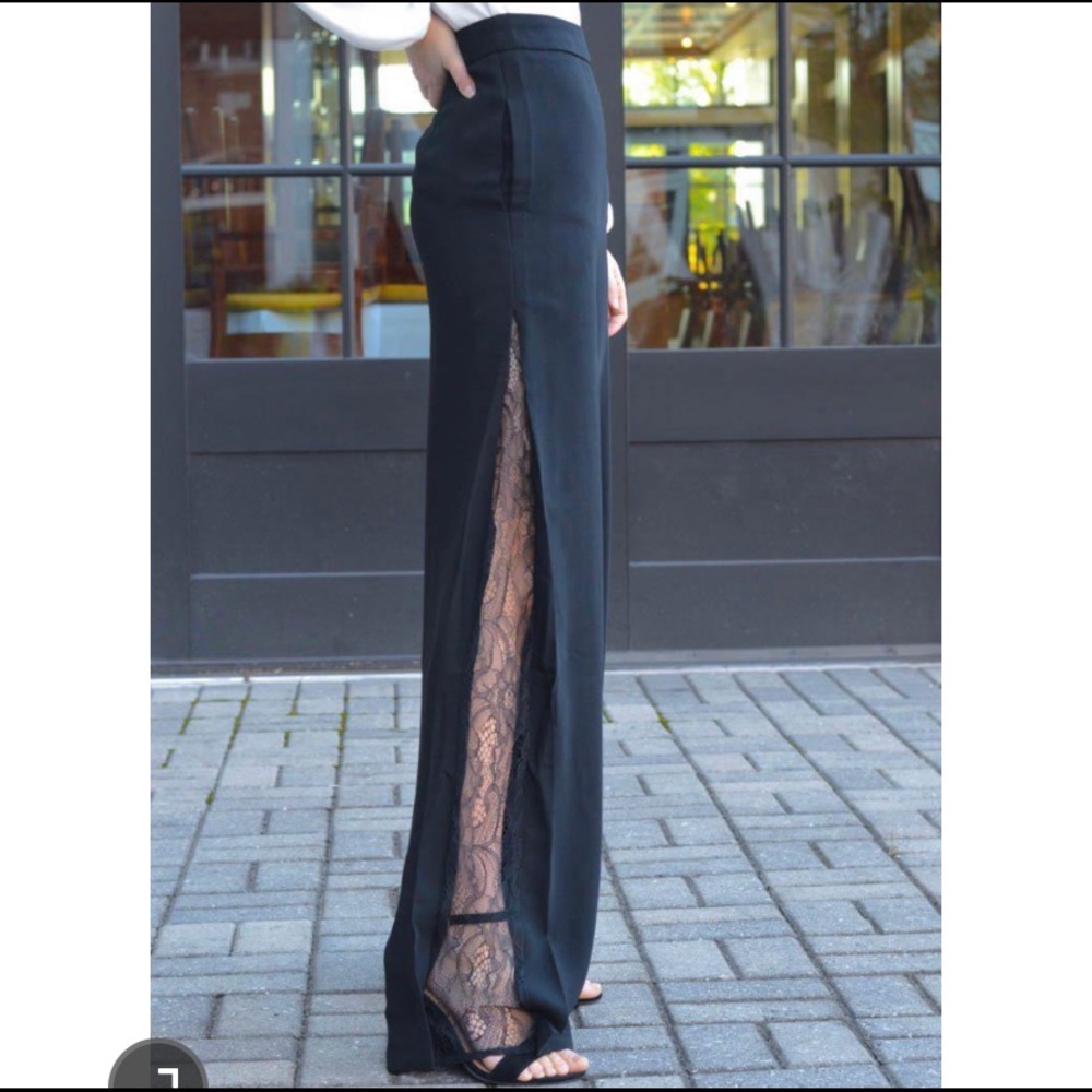Bishop + Young Stella Wide Leg Pant Lace Inset NWT - Picture 3 of 7